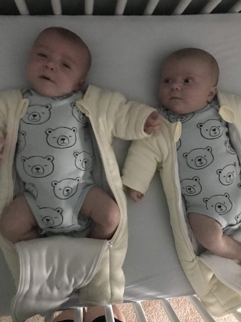 twin sleep suit diaper changes
