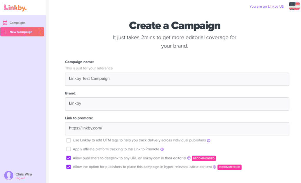 create campaign in linkby