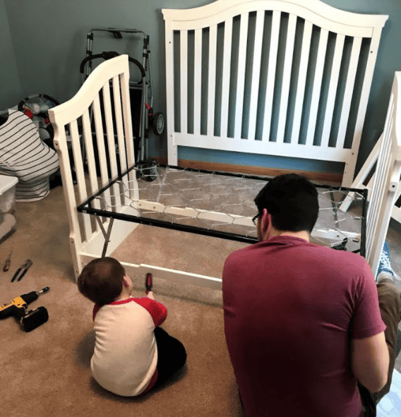 getting cribs ready for twins