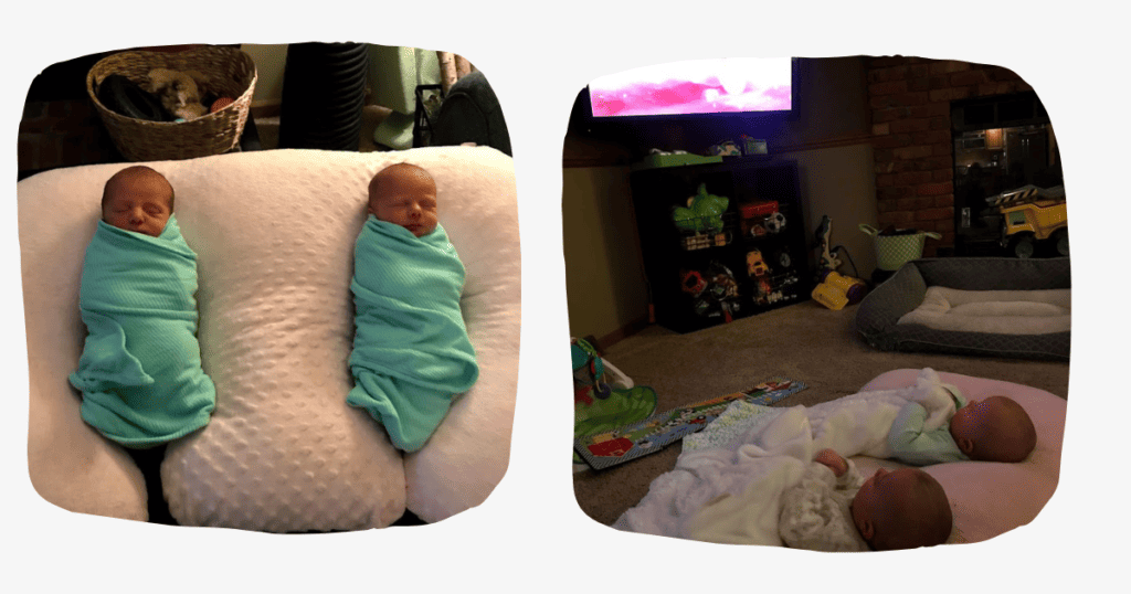twin babies in twin z pillow